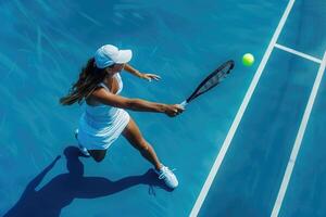 ai generiert Frau spielen Tennis. ai generiert foto