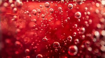 ein schließen oben von ein rot Flüssigkeit mit Luftblasen foto