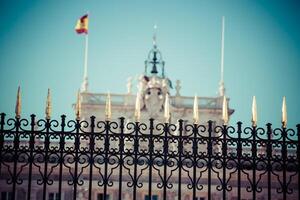 das königlich Palast von Madrid Palacio echt de Madrid, offiziell Residenz von das Spanisch königlich Familie beim das Stadt von Madrid, Spanien. foto