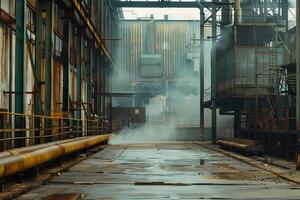 industriell Fabrik Öl und Gas Raffinerie. Innere von das Fabrik foto