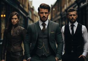 zeitlos Eleganz und modern Flair. ein kuratiert leiten zu Gentlemens Stil, mischen Raffinesse Individualität im Mode , Einkapselung Wesen von sartorial Raffinesse zeitgenössisch foto