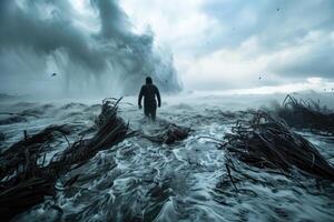 ai generiert ein emotional Schauspiel von das destruktiv Leistung von ein natürlich Katastrophe, ein tief Wahrnehmung von das Elemente und ihr Auswirkung, ein faszinierend aussehen beim Zerstörung und es ist Konsequenzen foto