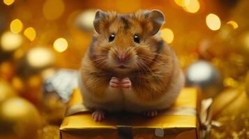 ai generiert Hamster Sitzung auf oben von Box foto