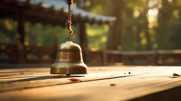 ai generiert ein Zen Glocke Sein Sprosse zu Kennzeichen das Anfang von Meditation. generativ ai foto