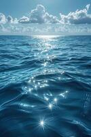 ai generiert hell Sonne leuchtenden Über das Ozean foto