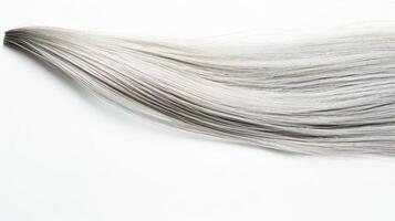 ai generiert Single Silber Haar Strand auf sauber Weiß. generativ ai foto