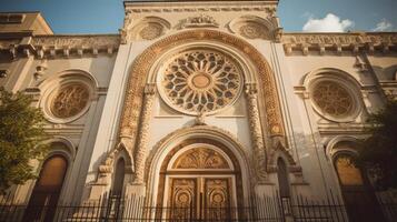 ai generiert ein Synagogen Außen schön dekoriert zum rosh Haschana. generativ ai foto