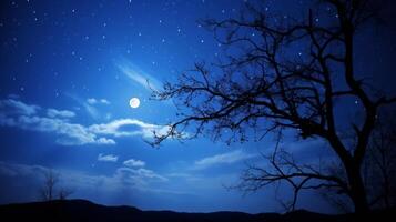 ai generiert charmant Nacht Himmel Blau Mond. generativ ai foto