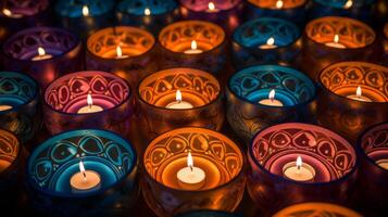 ai generiert Diwali Lampen vereinbart worden im ein dekorativ Muster. generativ ai foto