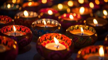 ai generiert Diwali Lampen Bildung ein atemberaubend Muster. generativ ai foto