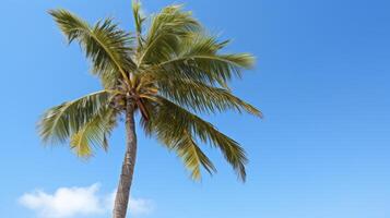 ai generiert ein Kokosnuss Palme Baum gegen ein klar Blau Himmel. generativ ai foto