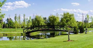 kleine Brücke über einen Teich foto