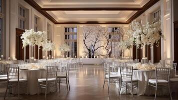 ai generiert Hotel Ballsaal Hochzeit mit ein modern Stimmung. generativ ai foto