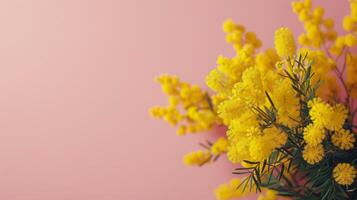 ai generiert Cluster von Gelb Blumen Blühen auf Baum foto
