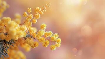ai generiert Cluster von Gelb Blumen Blühen auf Baum foto