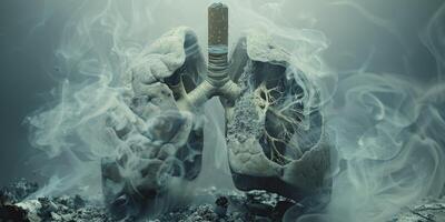 ai generiert Mensch Körper emittieren Rauch foto