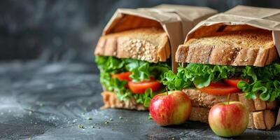 ai generiert frisch Sandwich mit Grüner Salat und Tomate foto