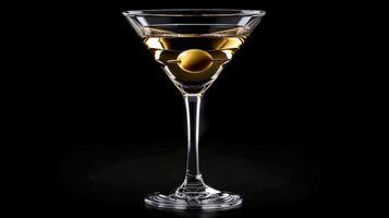 ai generiert Martini Glas mit Olive foto