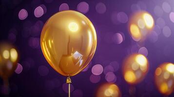 ai generiert glänzend Gold Luftballons schwebend im das Luft foto