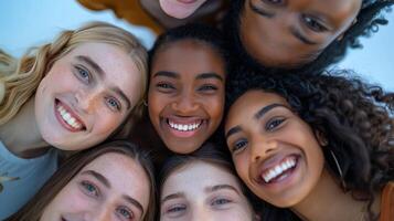 ai generiert Gruppe von jung Frauen Stehen zusammen foto