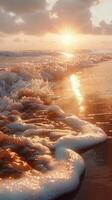 ai generiert Sonne Rahmen Über Wasser beim Strand foto