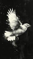 ai generiert majestätisch Vogel fliegend im schwarz und Weiß foto