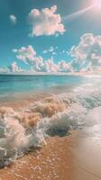 ai generiert sandig Strand mit Wellen foto