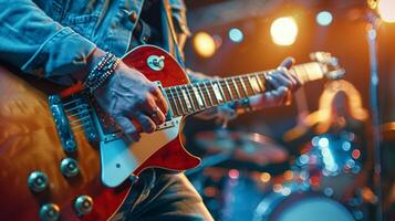 Person spielen Gitarre schließen oben foto