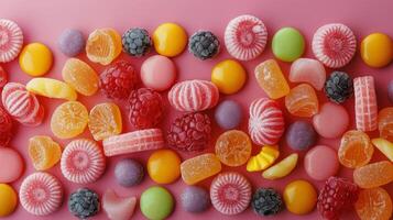 sortiert Süßigkeiten schwebend im das Luft foto