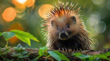 Stachelschwein Anzeigen Spikes auf es ist Kopf foto