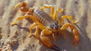 Skorpion Sitzung auf Sand foto