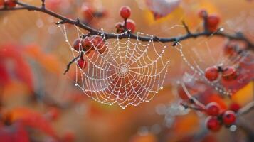 Spinne Netz hängend von ein Baum Ast foto