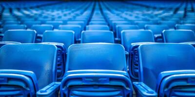 repetitiv Muster von leeren Blau Stadion Sitze, Sport Tagungsort foto