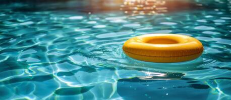 aufblasbar Ring schwebend im ein Schwimmen Schwimmbad foto