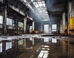 ai generiert verlassen Fabrik industriell Ruinen foto