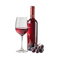 rot Wein Flasche und Glas mit Trauben foto