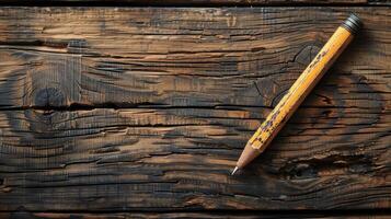 verwittert Bleistift auf ein rustikal hölzern Tabelle foto