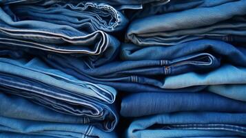 Stapel gefalteter Blue Jeans foto