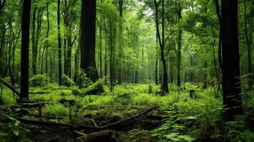 beschwingt Grün Wald nebeneinander mit verkohlt Überreste foto