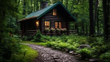 rustikal Hütte abgelegen Wald foto