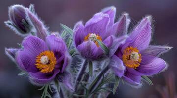 Blumen von das Windblume oder Pulsatilla Patenen. zuerst Frühling Blühen Blume foto