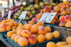 organisch Aprikosen auf das Markt. foto