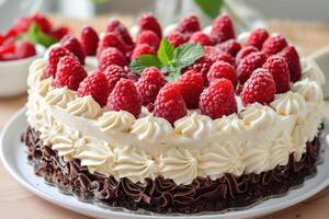 köstlich hausgemacht Kuchen mit frisch Beeren foto