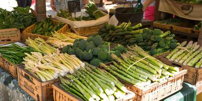 organisch Spargel auf das Markt. foto