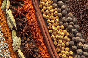 Garam Masala Gewürze ein Vielfalt von aromatisch Garam Masala Gewürze mit foto