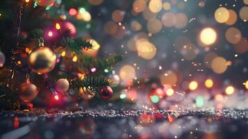 verschwommen Beleuchtung festlich Design Hintergrund zum Weihnachten die Geschenke, foto