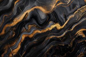 schwarz und Gold Flüssigkeit Marmor Hintergrund, Luxus Marmor Spritzen foto