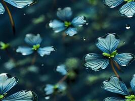 Jahrgang nahtlos Muster von vier Blatt Kleeblatt schwebend auf Wasser mit Textur Wirkung. foto