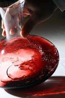 rot Wein Sein serviert im ein Karaffe während Verkostung foto