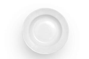 schön Geschirr Teller gesehen von über auf Weiß Hintergrund foto